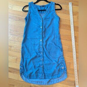 Prana Blue Sleeveless Button-Down Dress